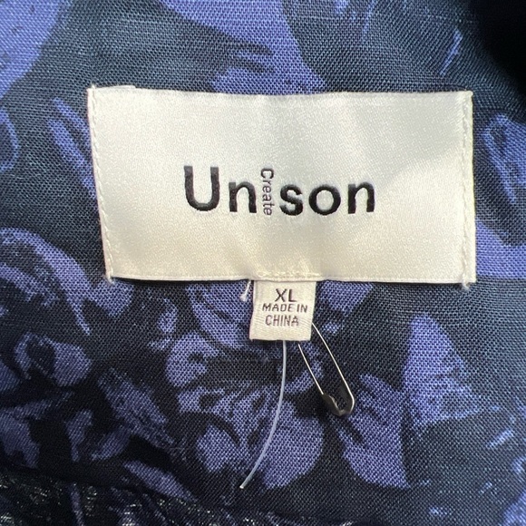 Create Unison Tropical Print Linen Blend Button Up Shirt - Picture 4 of 6